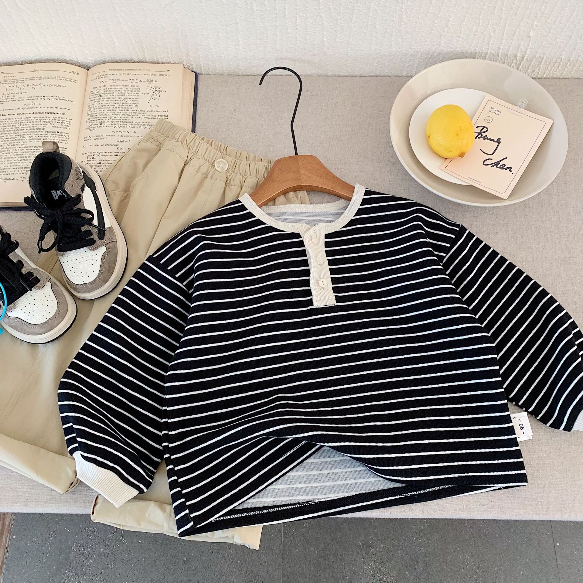 Ddmyshoesvip Children S Hoodie Spring New Product Children S Clothing Boys Chest Slit Striped Pullover Top Trend