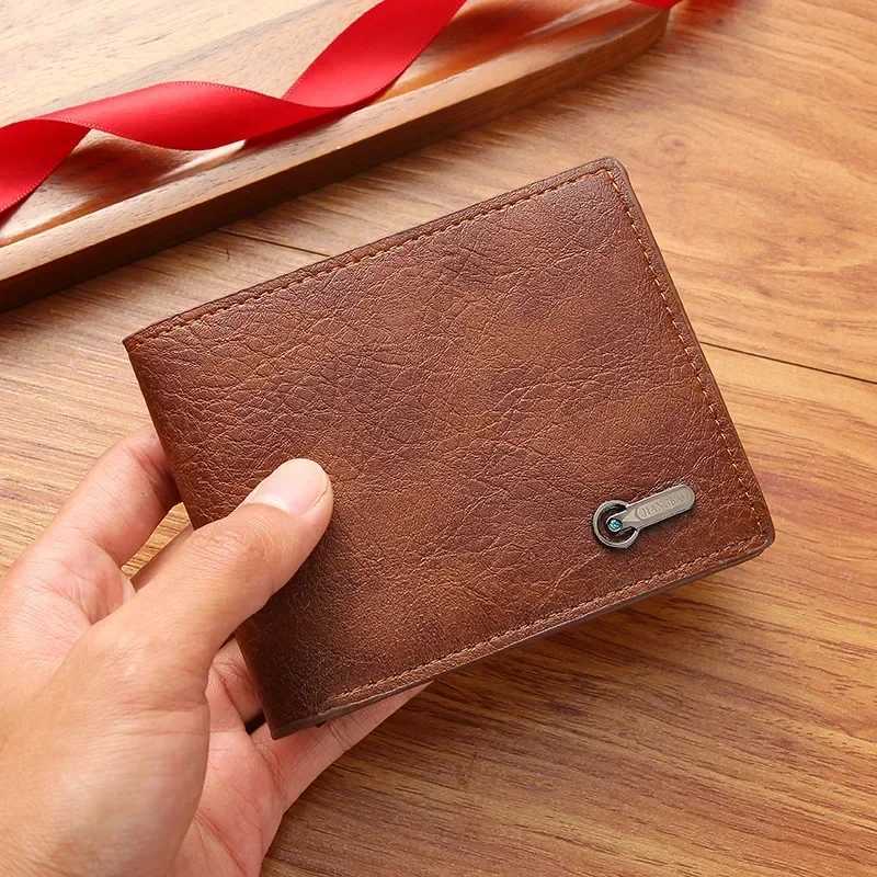 PU leather multi slot casual large capacity mens wallet black coin wallet mens business ID card holder USD coin wallet Z250411