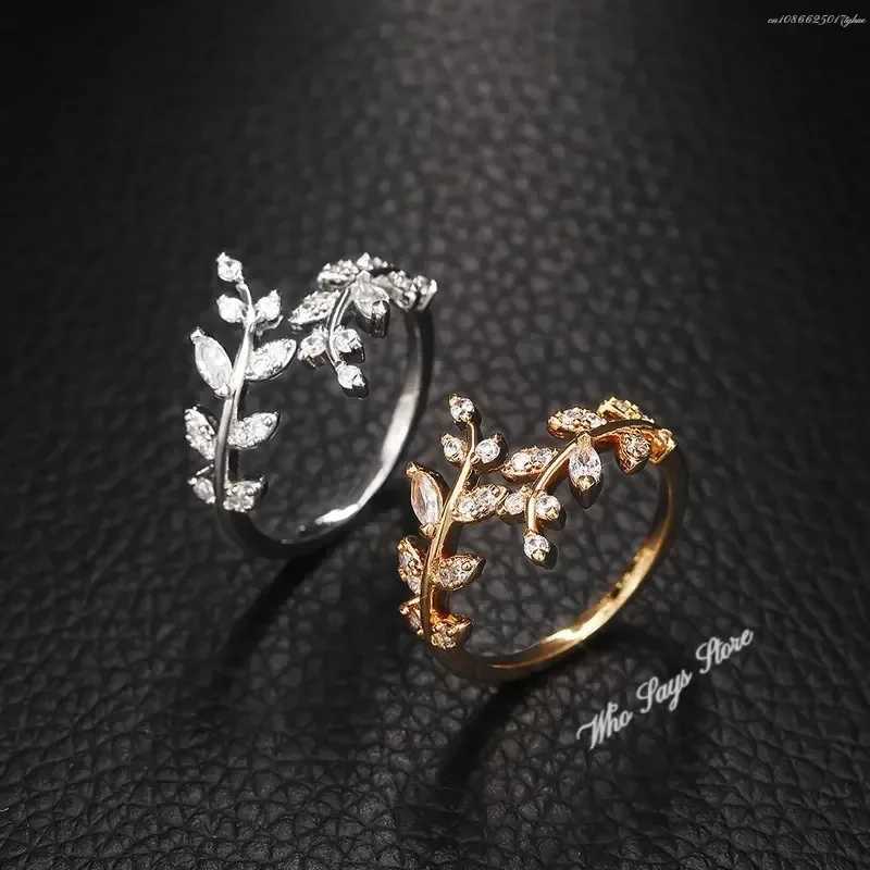 Fashion Olive Open Ring with Sparkling CZ for Women Simple Fashion Finger Decoration Party Girl Gift New JewelryXJ250412