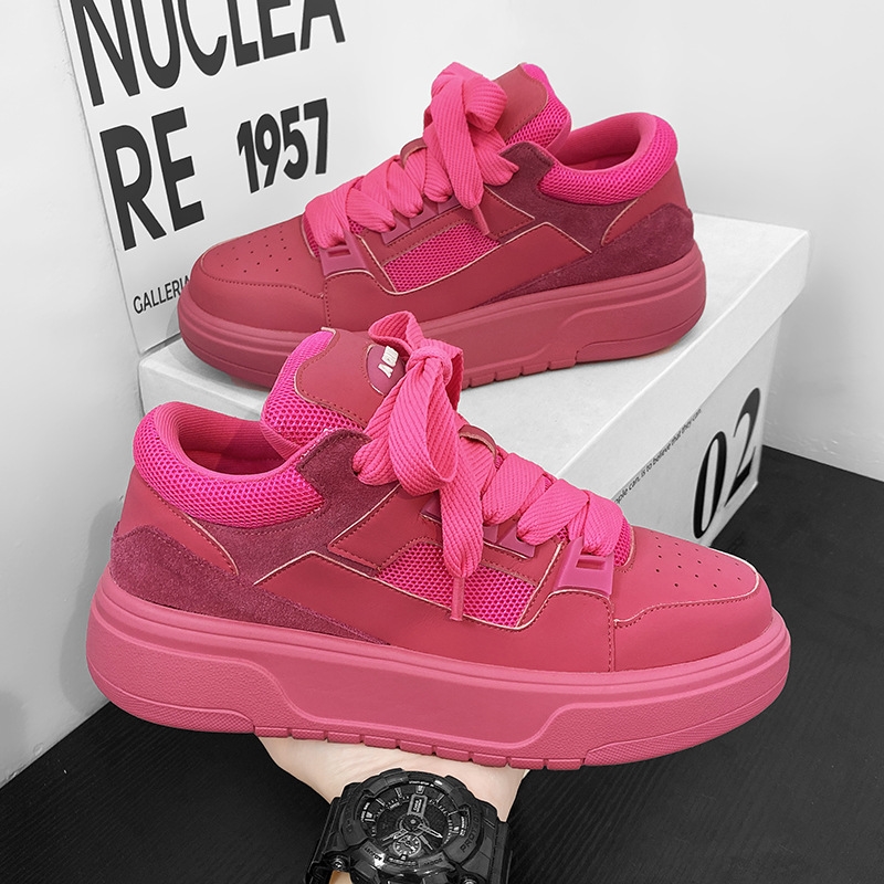 Men's shoes spring 2025 new breathable Gump shoes trend all sports casual shoes men's increase thick sole pink white free shipping