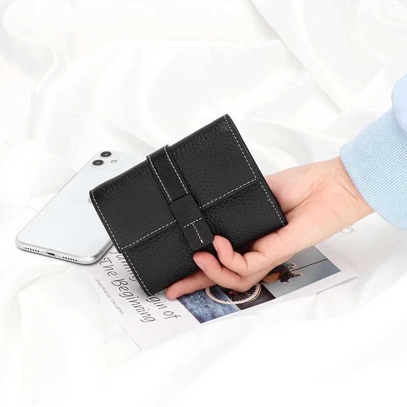 Womens wallet top denim genuine leather wallet coin wallet 3-fold slot designer womens short wallet Z250411