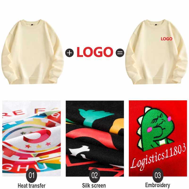 POD customization Fashion Men Women Plush Warm Sweatshirt Custom Company Team Pullover Embroidery Design Casual Solid Color Sweater PrintingT251112