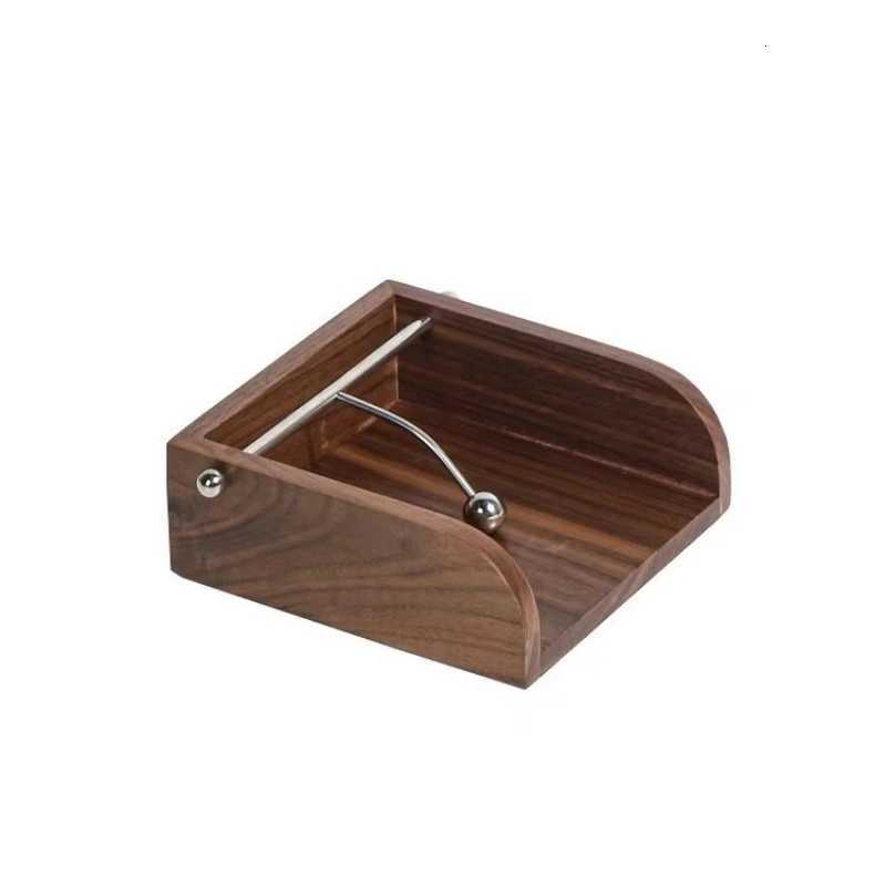 Restaurant Hotel Tissue Box Redwood Fixed-point Square Napkin Box Bracket Light Luxury Stainless Steel Tissue Rack Decoration Y251112