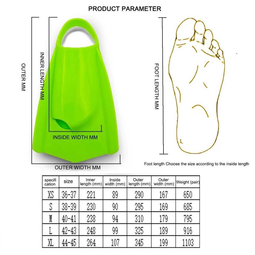 Professional silicone fins swimming fins free diving fins swimming shoes diving training frog shoes inflatable equipmentY250412