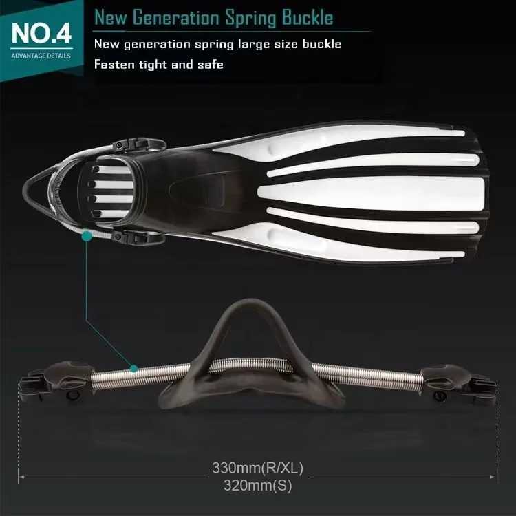 New type of scuba diving stainless steel spring fin with fins adult swimming shoes silicone long inflatable single fin diving flip coverY250412