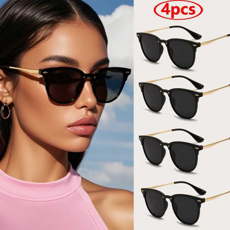 4pcs Fashion Brand Sunglasses Women Brand Desginer Cat Eye Sun Glasses Classical Rivet Cateye Female Shades Eyeglasses UV400C250411