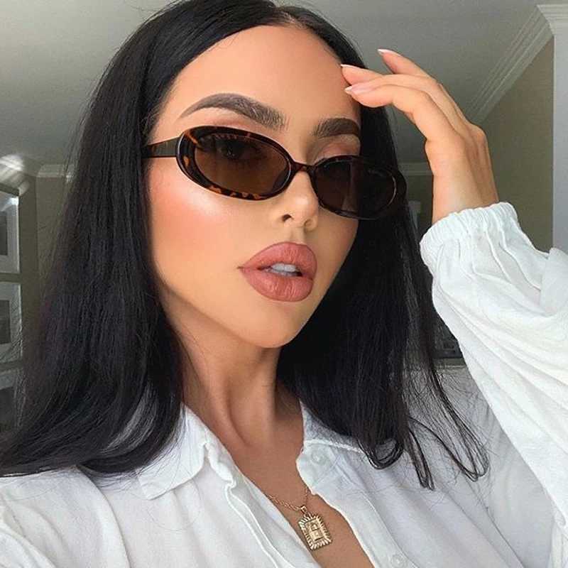 New Oval Vintage Sunglasses Women Luxury Brand Designer Fashion Sun Glasses Female Leopard Frame Retro Mirror Oculos De SolC250411