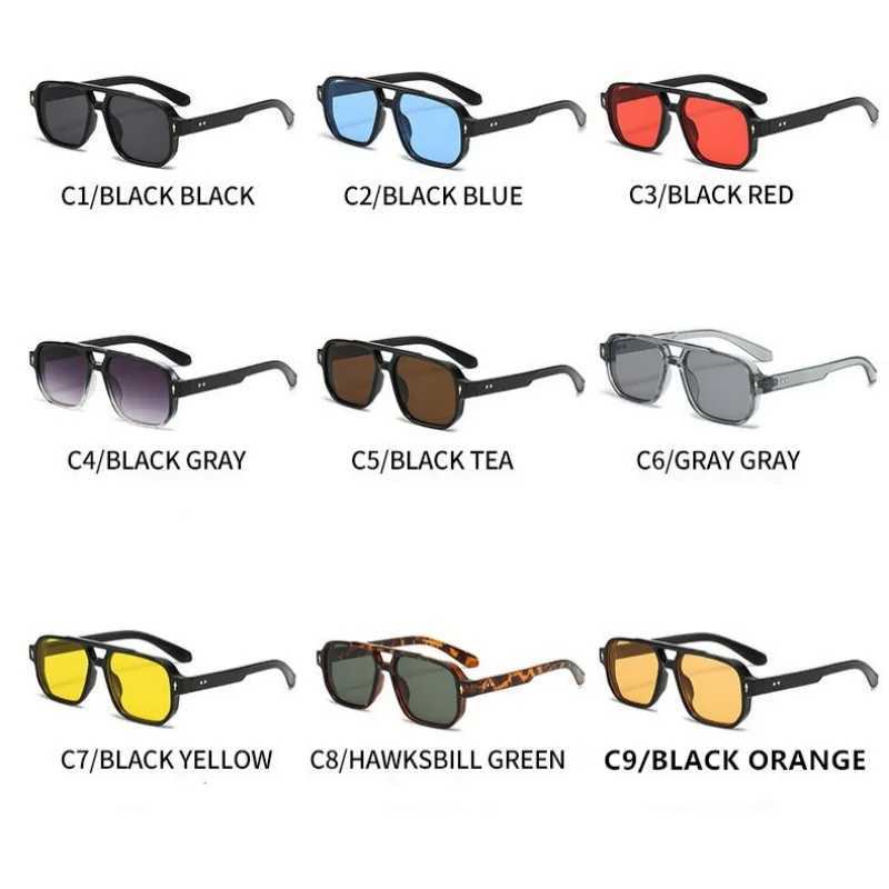 New Retro Double Bridge Square Sunglasses For Women Men Fashion Luxury Design Sun Glasses Trending Shades UV400 EyeglasseC250411