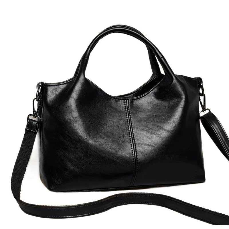 Solid Color Retro Elegant Pu Soft Handbag 2025 New Model for Women Simple and Versatile Large Capacity Crossbody BagC250412