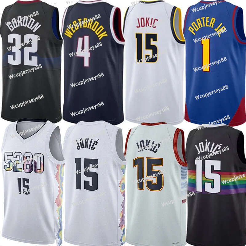 Mens Basketball Jerseys Jokic Nugget Aaron Gordon Jamal Murray Michael Porter jr Russell Westbrook Christian Braun Peyton Watson Dario Saric Custom City Jersey