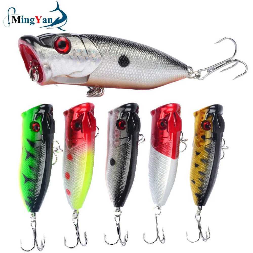 1pcs Fishing Lures Topwater Popper Bait 6.5cm 12g Hard Bait Artificial Wobblers Plastic Fishing Tackle with 6# Hooks Z250411