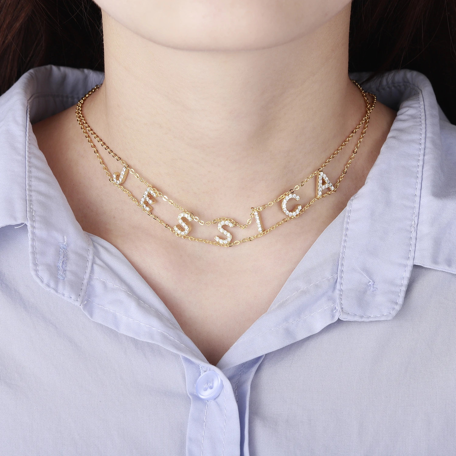 Customized Name Necklace Female Initial Name Necklace Personalized Two Letter Necklace Gothic Name Necklace Jewelry Gift 250409