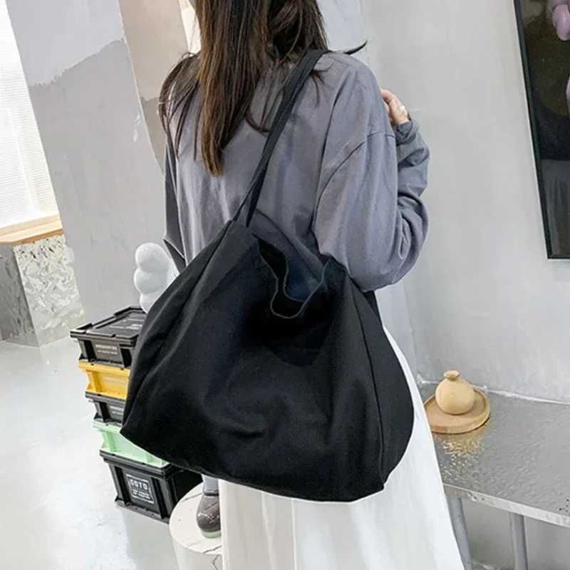 Casual Large Capacity Canvas Shopper Totes High Quality Eco Reusable Grocery Handbag for Women Travel Shoulder Bags Daily PouchC250412