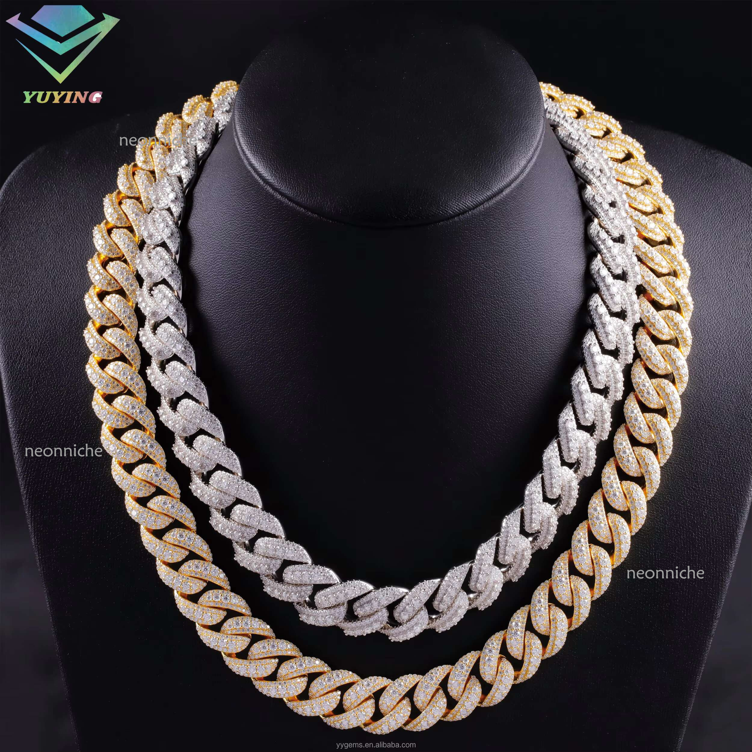 Best Selg Pass Tester 15mm Sterg Sier Iced Out Hip Hop FL Moissanite Dia Cuban k Chain Men