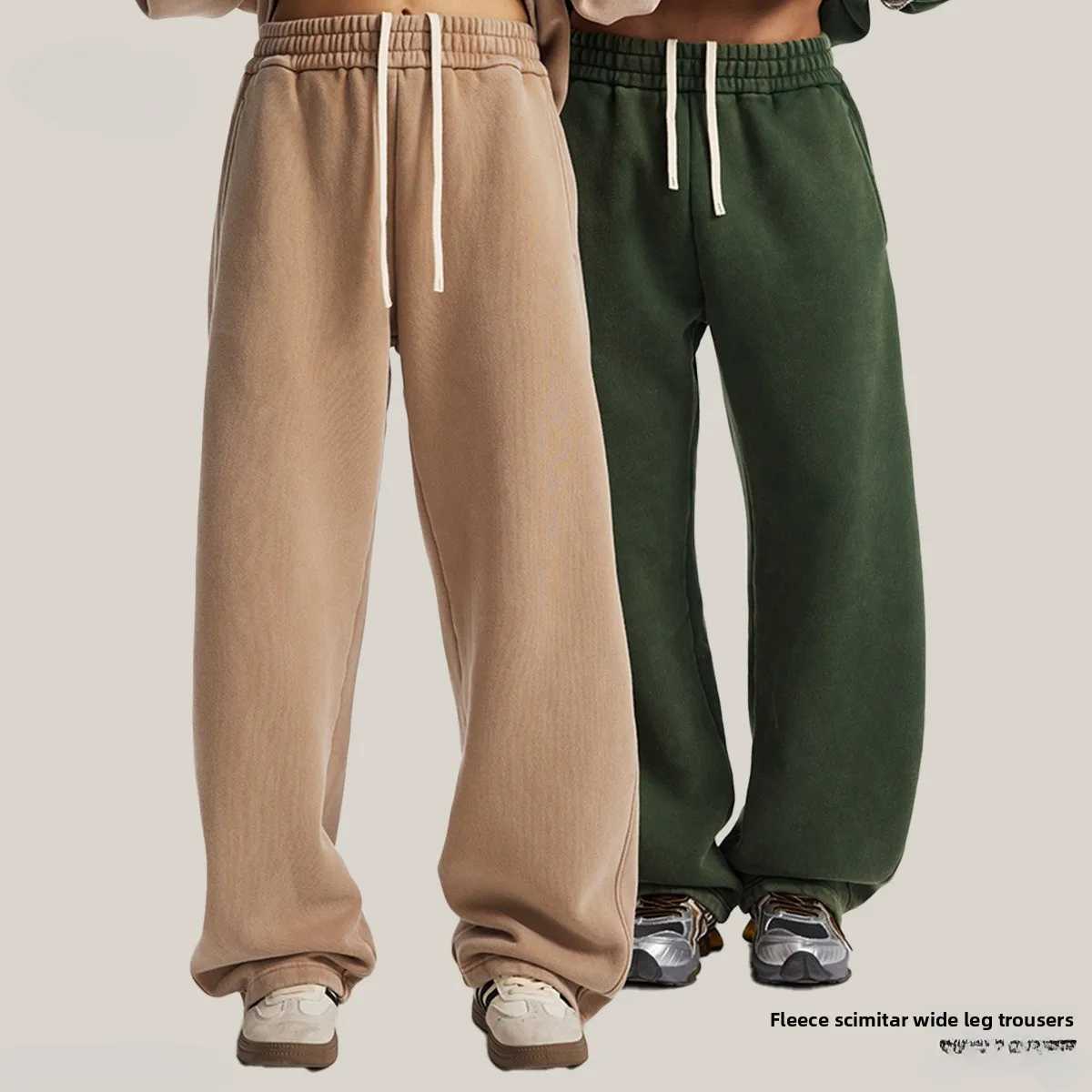 POD customization Custom mens new short BOXY version 370G heavy fleece worn old hooded sweater scimitar wide leg trousers couple suitT251112