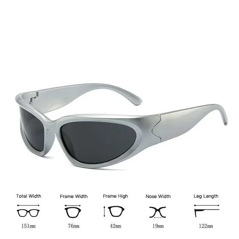 Mens Silver Y2K Sunglasses Outdoor Cycling Sports Sun Glasses Women Vintage Shades Trendy Punk Goggle Eyewear 2000S Aesthetic Z250411