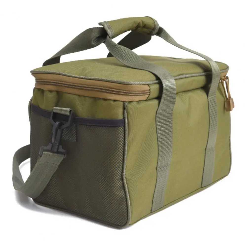 600D Canvas Travel Storage Bag Waterproof Fishing Tackle Shoulder Bag Fishing Gear Hard Lure Storage Bag Fishing Tool Bait Bag Z250411