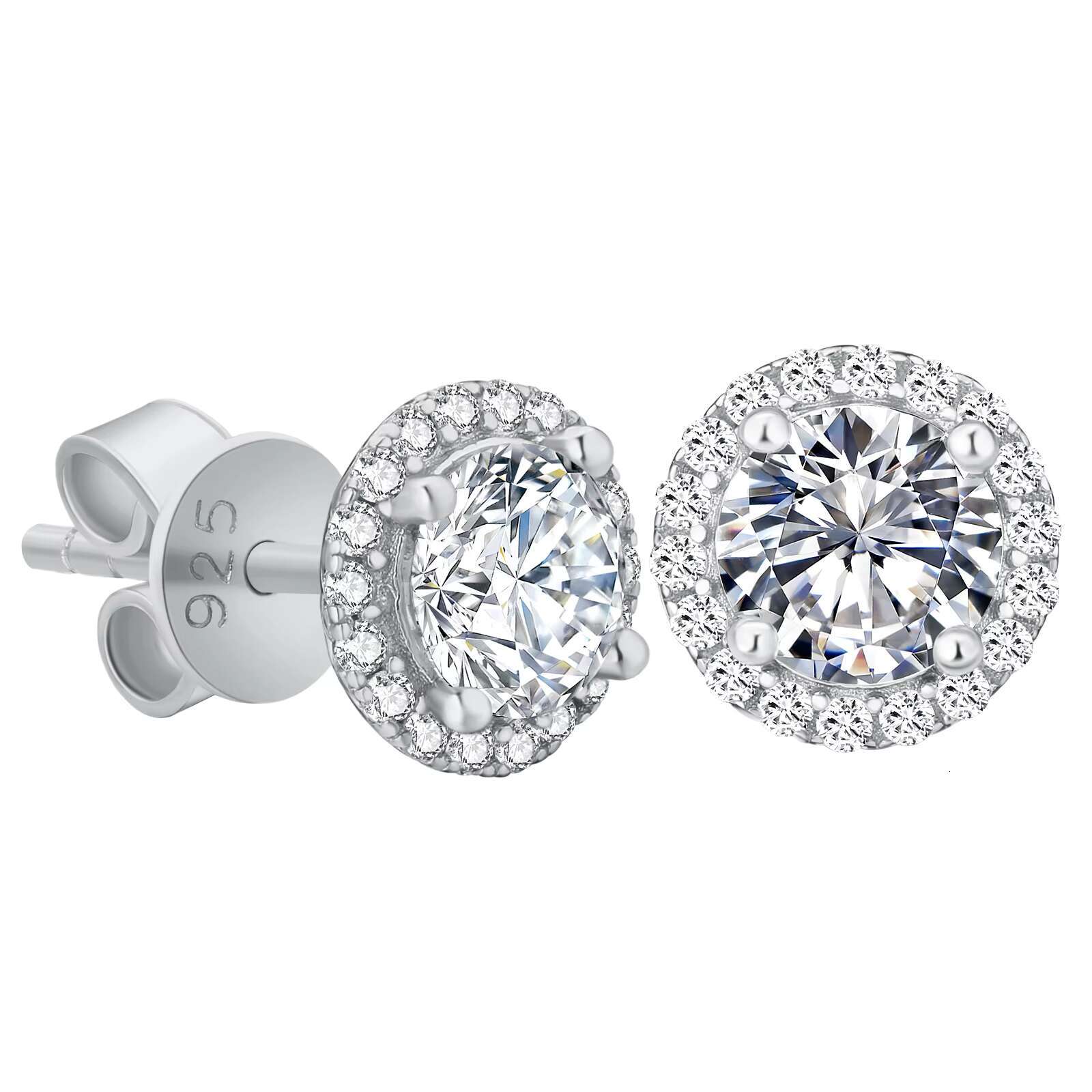 KRKC Luxury Silver Jewelry GRA Certification 1ct D Color VVS1 Moissanite 925 Sterling Silver Stud Earrings