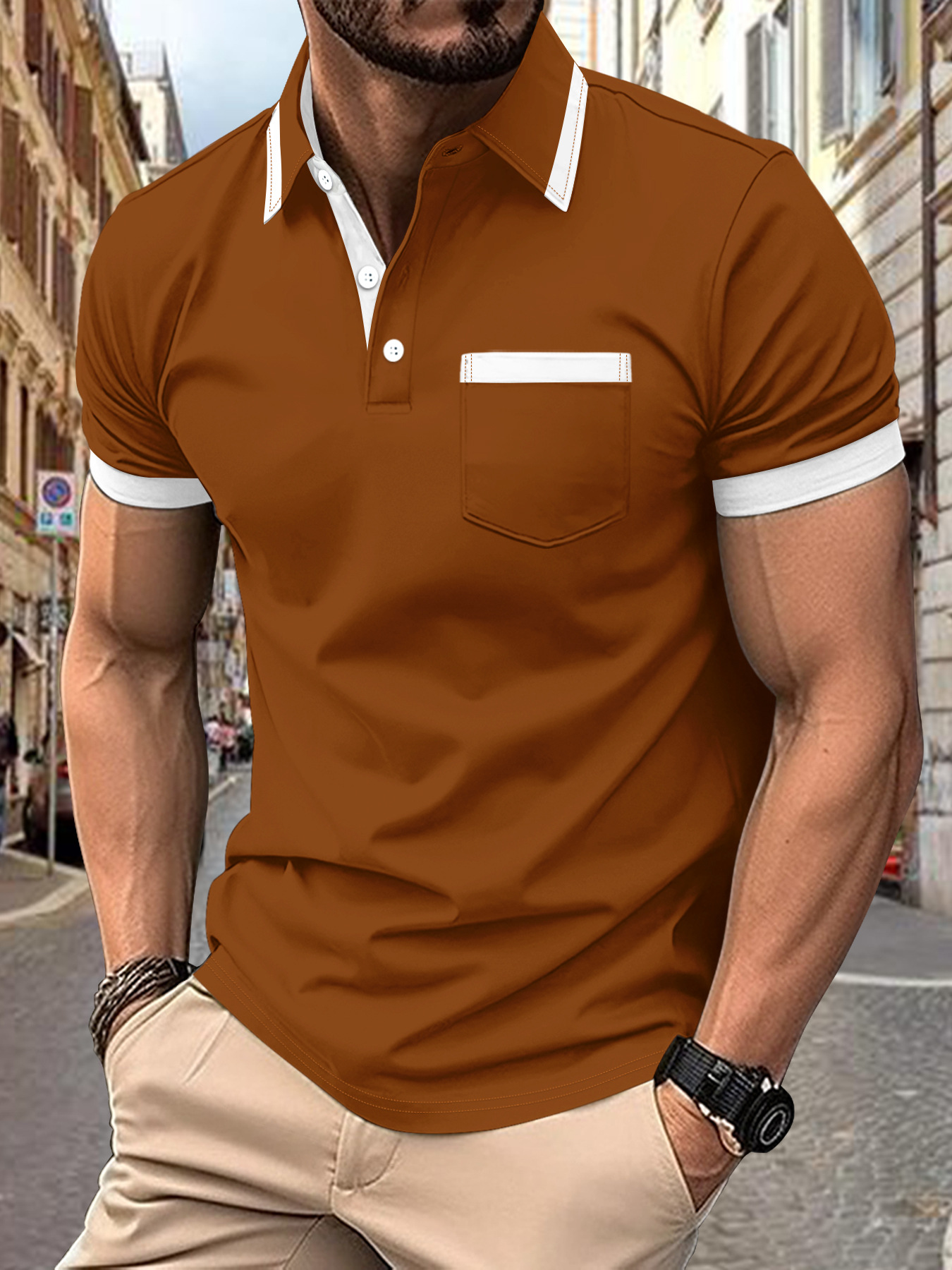 New Arrival Summer High Quality Vintage Polo Shirt Casual Polo Shirts Men's Short Sleeve Polos black white