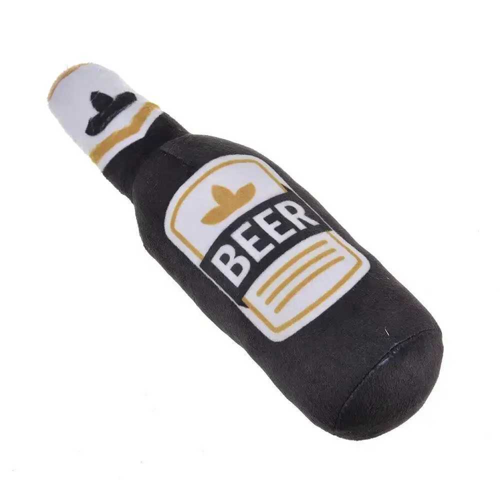 High Quality Dog plush toys pet squeeze printing beer bottle shaped toys dog bite resistant clean teeth chewing toys pet supplies interactive toys T25