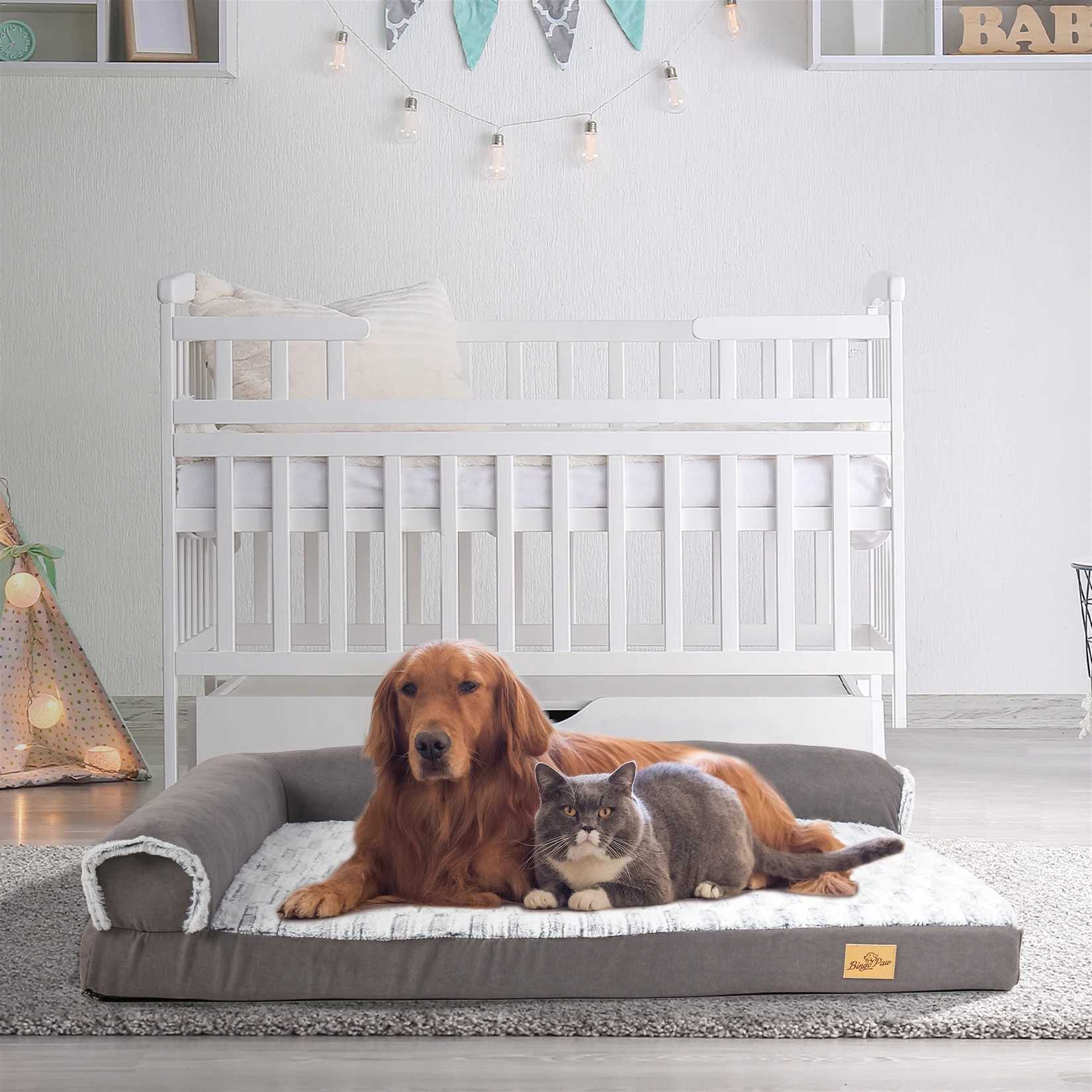 Waterproof plush dog bed warm cat comfortable lounge foam self heating pet kettle machine washable dog bed X250412