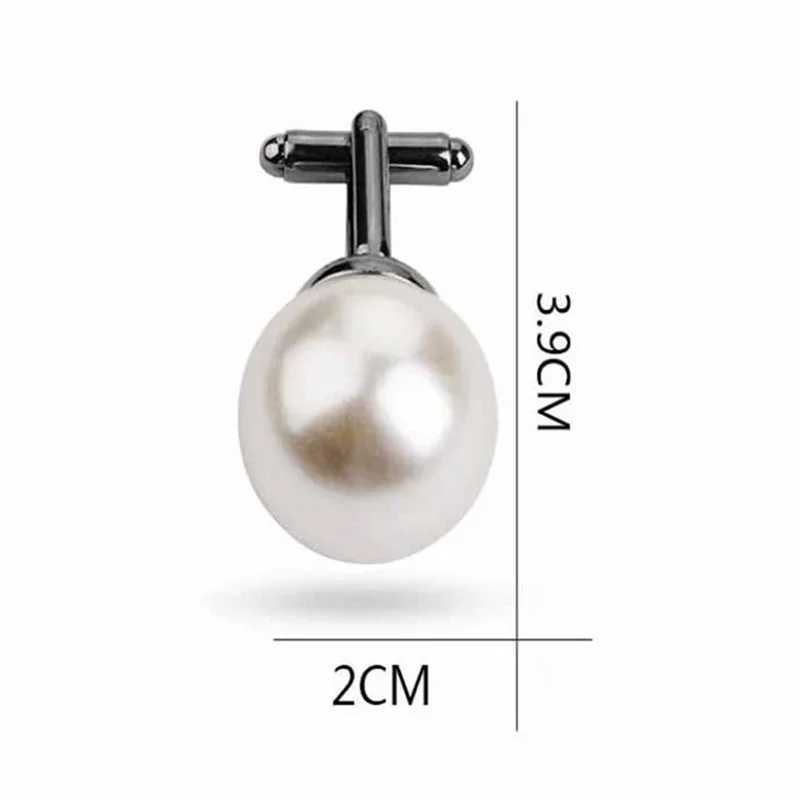 Beaded mens cufflinks round white imitation pearl cufflinks womens set comfortable business cufflinks wedding party cufflinks giftsT250412
