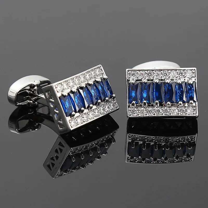 High quality mens cufflinks crystal rhinestone square French cufflinks luxury business wedding jewelry accessories giftsT250412