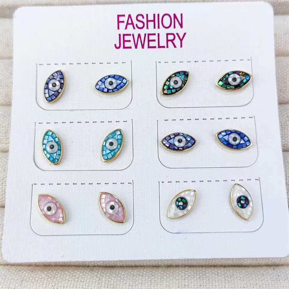 S Sterg Sier Jewelry Devil Eye Ear Personality Dripping Oil Turkish Eyes Unique Studs Earrings for Women Girls
