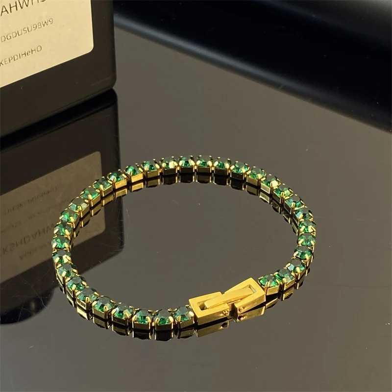 316L Stainless Steel 2025 New Fashion Waterproof Jewelry Minimalism Embed Zircon 3 Colors Charm Chain Tennis Bracelets For WomenC250411