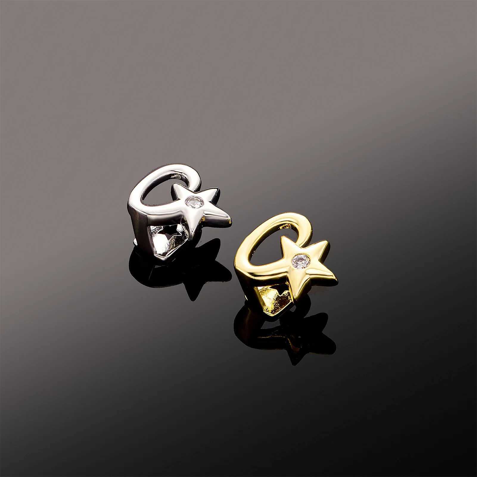 Single Hip Hop Star Teeth Grilz Fashion Rhinestone 14K Gold Silver Removable Grill Dental Mouth Punk Tooth Hat Jewelry W250412