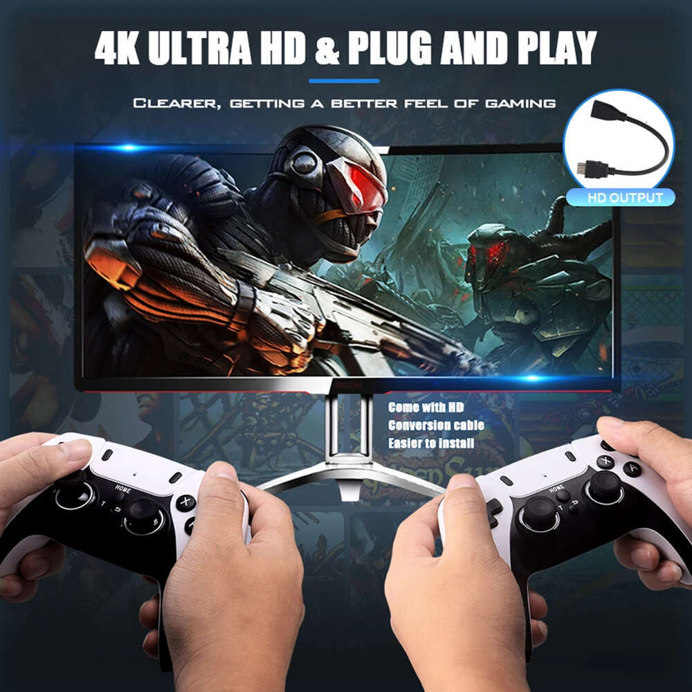 X2 Stick,Plug and Play Video Stick 40,000 Games,128G Retro Arcade Emulator Handheld Game Console 4K with Dual 2.4G Controllers