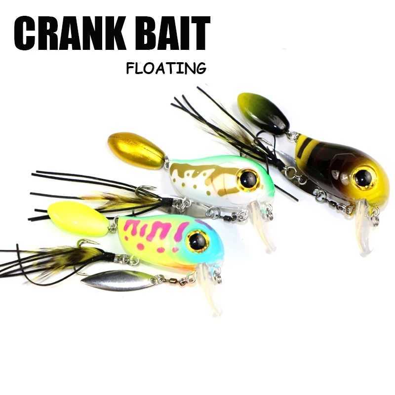 Floating Fishing Lure Crank 40mm 8g Freshwater Bass Crankbait Surface Artificial Hard Baits With Spoon Wobblers Wake Bait Z250411
