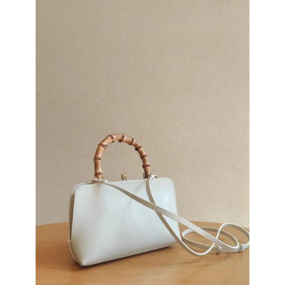 Women Designer Fashion Bamboo Bag Split Leather Tote Handbag New Ladies Casual Single Shoulder Solid Color Crossbody Bags