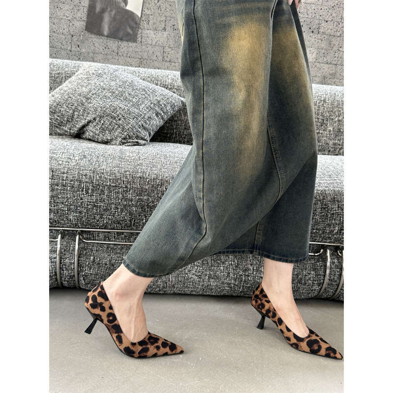 2025 black slim heeled women's with leather soft sole work women who can stand for a long time without getting tired, kitten heels, and custom-ma