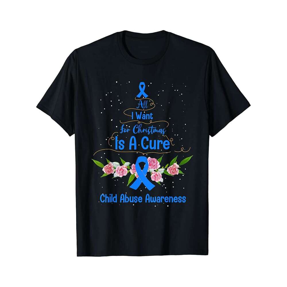 Designer T shirt All I Want For Christmas Is Cure For Child Abuse Awareness - 220g T shits