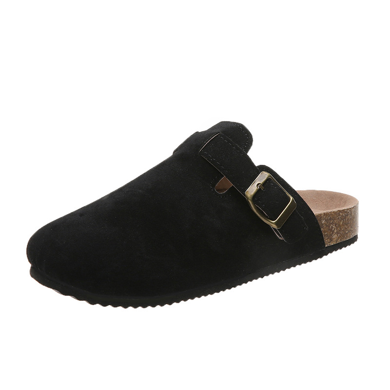 Designer slippers Baotou Half Dragged free Shipping One foot sandals Round head half drag Women wearing sandals outside 2025