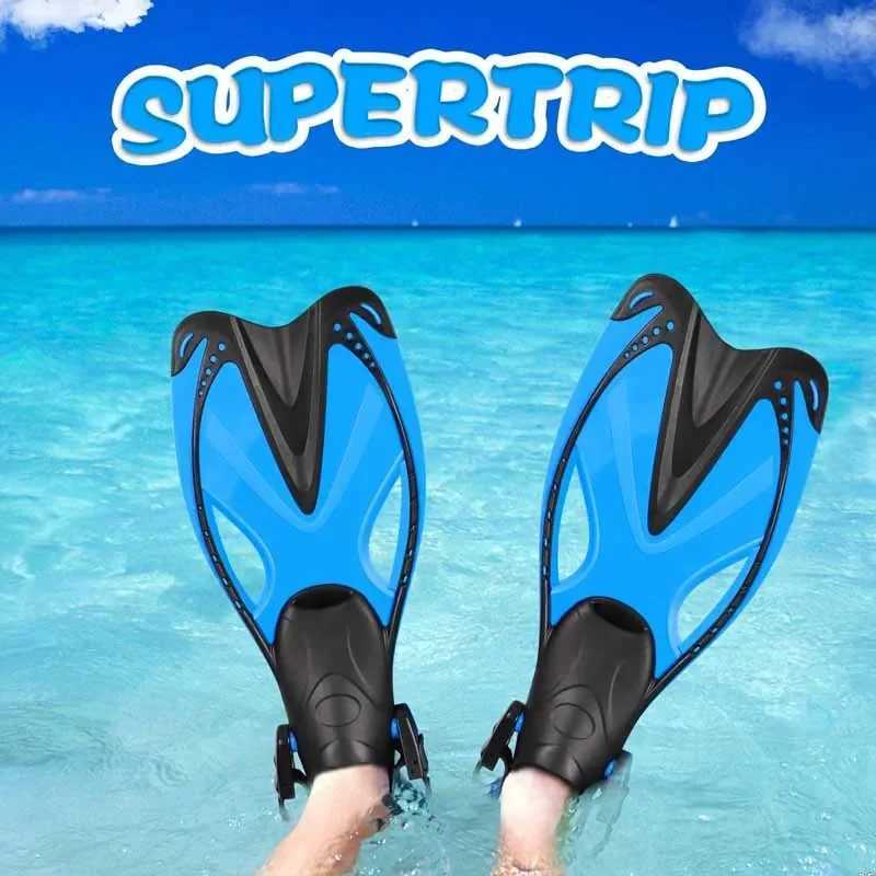 Childrens swimming flip adjustable buckle inflatable fin silicone adhesive lung diving shoes childrens swimming and snorkeling equipmentY250412
