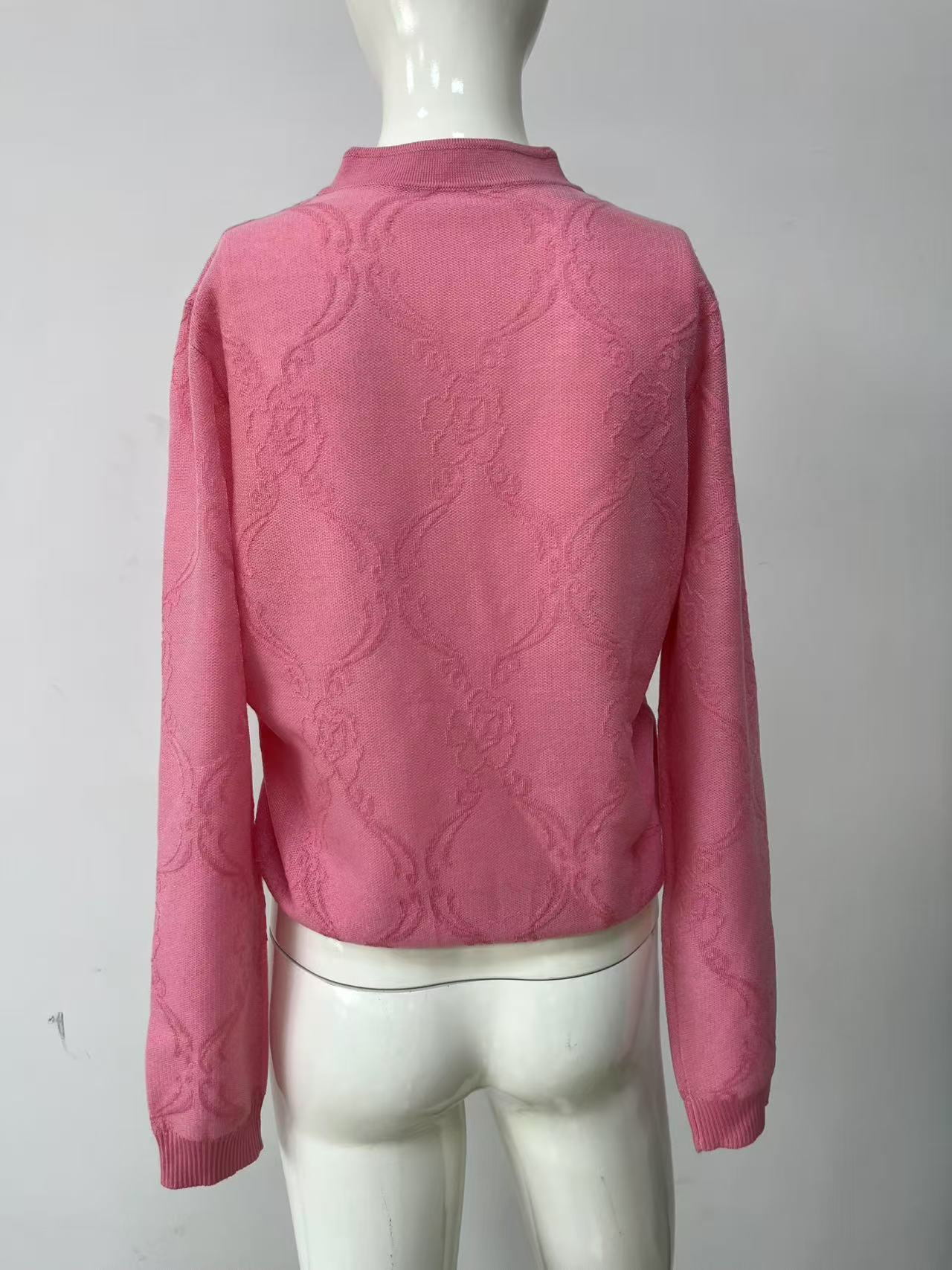 New Chinese style cheongsam collar organza wool blend full piece jacquard sweater