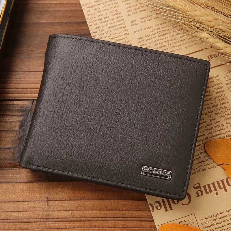 100% genuine leather mens wallet Premium Product mens short black wallpaper Portefeiille mens real denim wallet Z250411