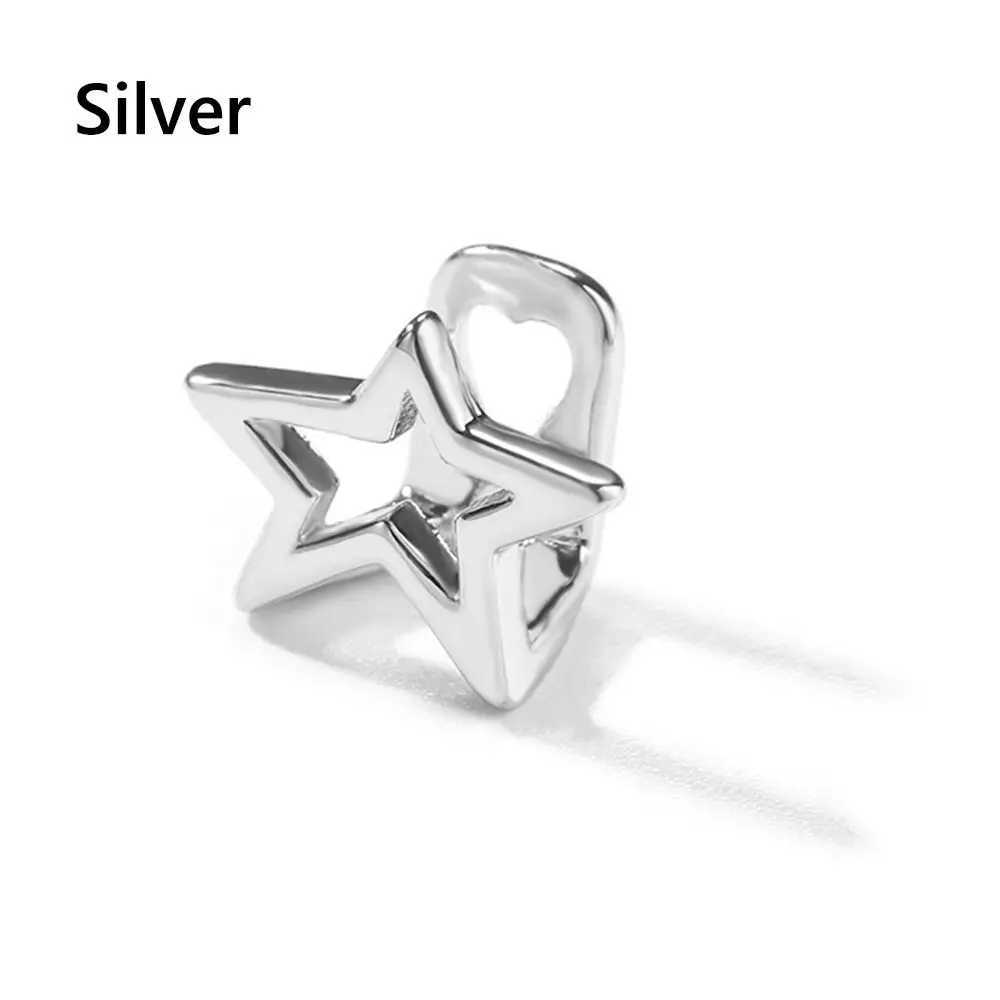 Copper Hip Hop Teeth Grillz Silver Irregular Hollow Pentagram Tooth Hat Gangster Punk Single Clip Grillz W250412