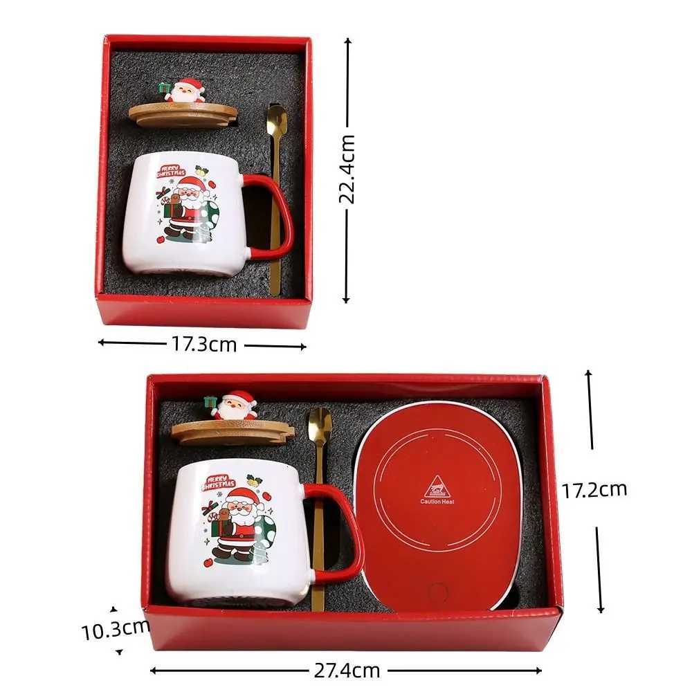 Christmas New Merry Christmas Gifts Kit Wooden Lid Santa Claus Pattern Coffee Cup Spoon Sets Warm 55 Snowman Teaspoon for Office Home Use Y251112