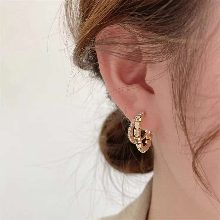 Korea Fashion Double Circle Cube Alloy Zircon Crystal Fancy Stud Earrings for Women Girls Jewelry