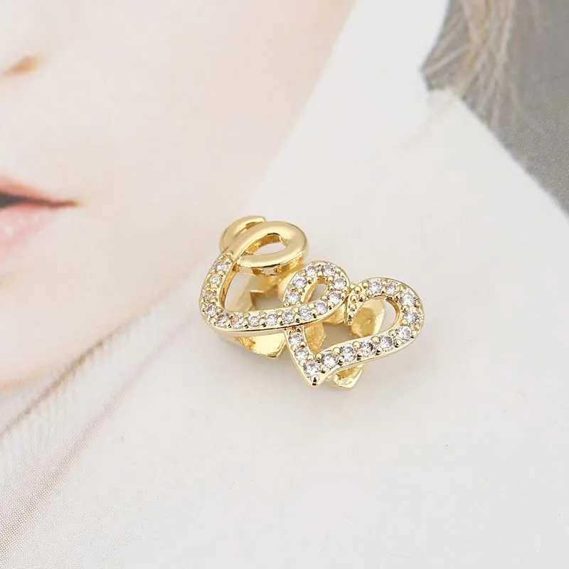 Stainless steel double heart dental cap suitable for women punk hip-hop zircon hollow love teeth Grilz couple jewelry accessories W250412