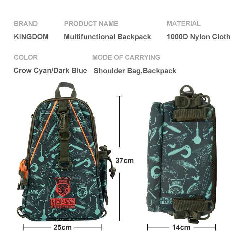 Kingdom New Fishing Bags 39*24*16.5cm Sports Bag Outdoor Backpack Fishing Reel Lure Box Fishing Accessories BAG Fishing Tackle Z250411