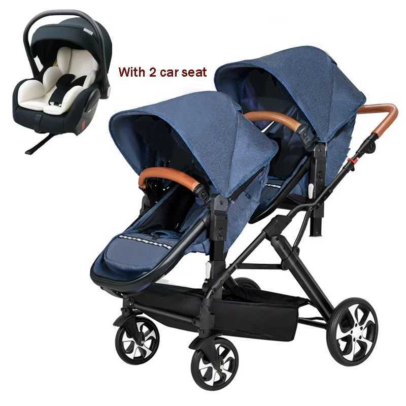 New 3-in-1 twin stroller with car seat stroller twin stroller suitable for folding and lightweight for two children W250411