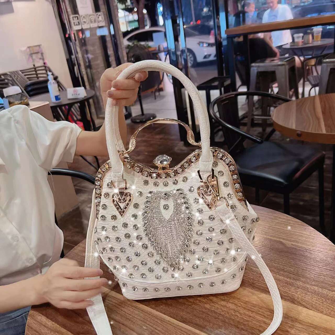 Cross-Body Bucket 2022 New High Sense Fashion Dia Inlaid Female Bag High-Grade Handbag Single Shoulder Ba