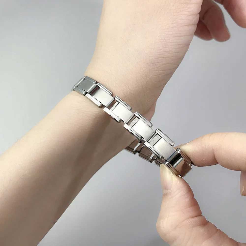 2025 Trendy 9mm Width Italian Charm Link Elastic Bracelet Fashion Stainless Steel Bangle Chain on Hand Factory DIY MakingC250411