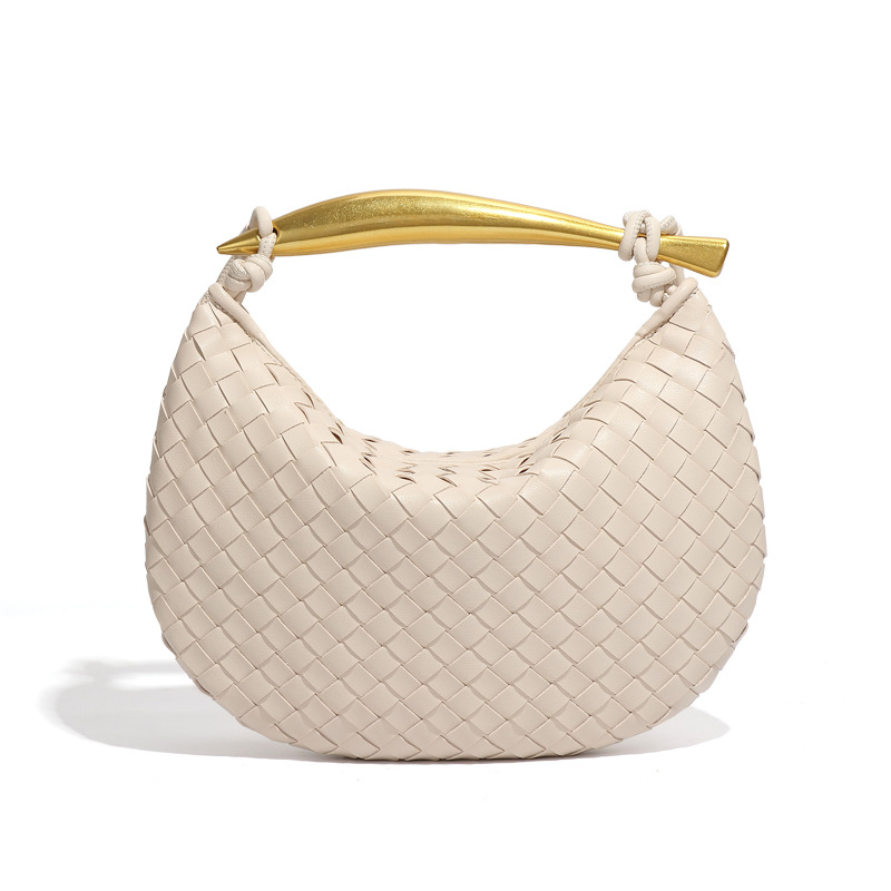 2025 New Solid Color Dumpling Bun Woven Bag Handbag Casual Single Shoulder Cross Shoulder Women's Bag