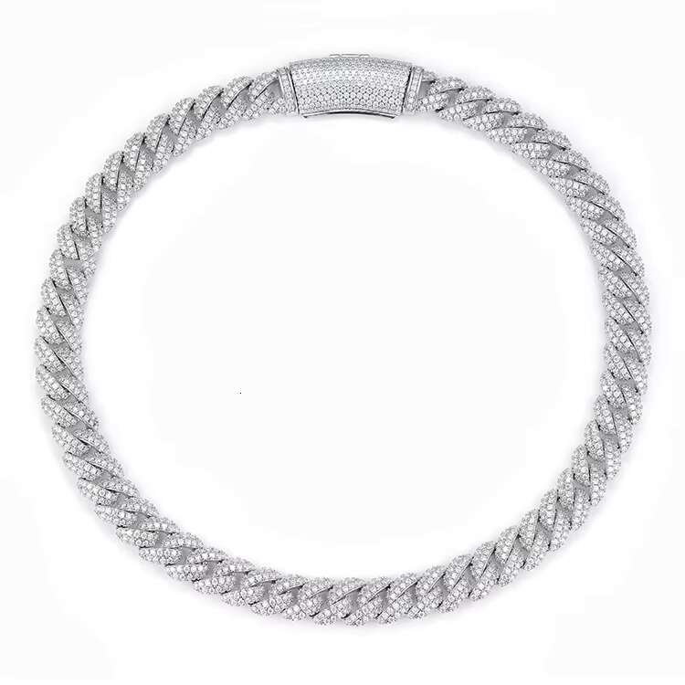 Hiphop Chain S925 Plated Gold Iced Out Wide 13mm Cuban Link Bracelet with VVS D Color Moissanite