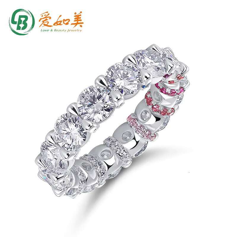 Panyu Jewelry Eternity Design Love Clear Moissanite 925 Silver Ring for Women Fine Jewelry